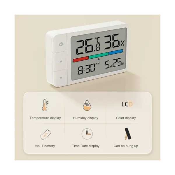 Smart Thermometer Hygrometer With Backlight Light Soft On Eyes | Warehouse And Kitchen Dry And Wet Accurate Baby Room Thermometer Hygrometer Mini Version