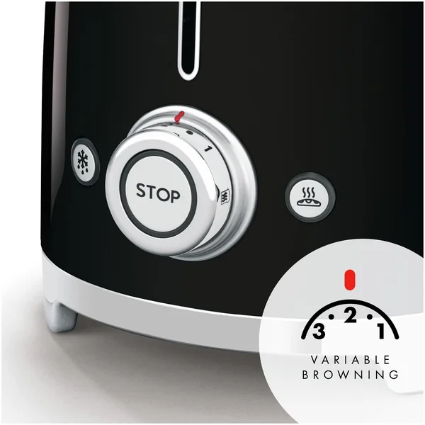 Smeg TSF01BLUK 50's Style Retro 2 Slice Toaster - Black
