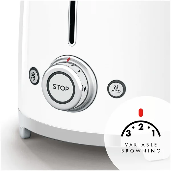 Smeg TSF01WHUK 50's Style Retro 2 Slice Toaster - White