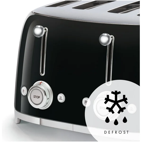 Smeg TSF03BLUK 50's Style Retro 4 Slice Toaster - Black