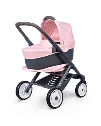 Smoby Maxi Cosi 3 in 1 Multifunctional Pushchair Pink - For Dolls up to 42 cm - Convertible Doll Stroller for Different Needs in the Quinny Design, for Children from 3 Years