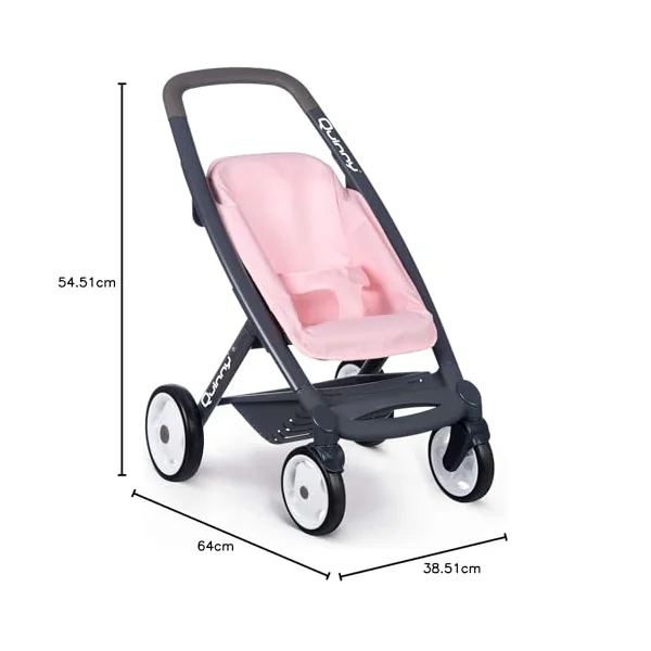 Smoby Maxi Cosi 3 in 1 Multifunctional Pushchair Pink - For Dolls up to 42 cm - Convertible Doll Stroller for Different Needs in the Quinny Design, for Children from 3 Years