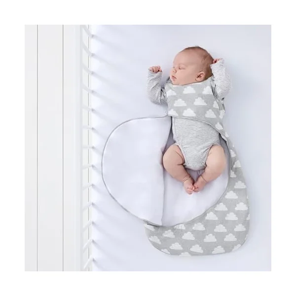 Snuz Baby Sleeping Bag with Nappy Zip - For Easy Nappy Changes, Super Soft Cotton Sleeping Bags with Easy Fit Poppers, Meets British Safety Standard, Cloud Nine, 2.5 Tog 0-6M