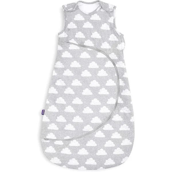 Snuz Baby Sleeping Bag with Nappy Zip - For Easy Nappy Changes, Super Soft Cotton Sleeping Bags with Easy Fit Poppers, Meets British Safety Standard, Cloud Nine, 2.5 Tog 0-6M