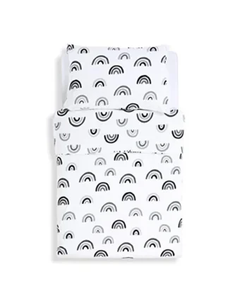 Snuz Cot Duvet Cover & Pillowcase Set – Mono Rainbow Design – Light, Breathable & Luxurious Jersey Cotton Made To Last & Designed To Fit SnüzKot Duvet