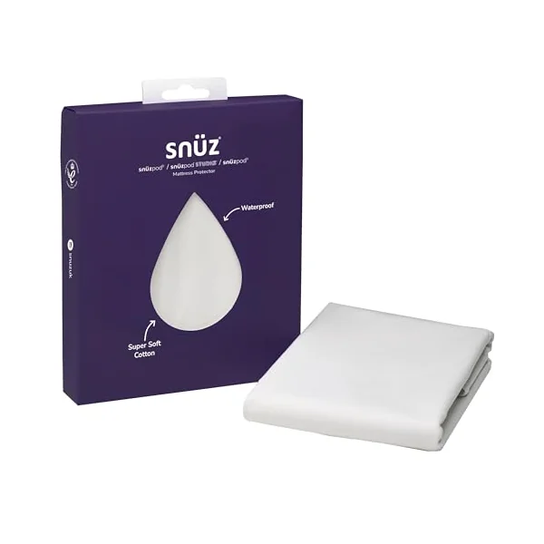 Snuz Waterproof Crib Mattress Protector for SnuzPod5, SnuzPod3 & Studio - Super Soft Brushed Cotton Cot Mattress Protector with Dust Mite Barrier, Machine Washable Crib Sheets 44x80cm