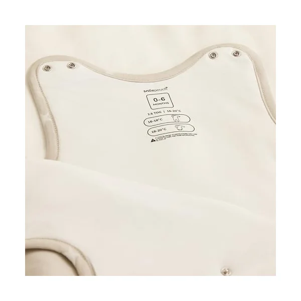 SnuzPouch Baby Sleeping Bag, 1.0 Tog, 0-6 Months w. Nappy Zip, Sand Cloud | Super Soft Cotton Sleep Sack for Easy Nappy Changes, Easy Fit Poppers, Meets British Safety Standard