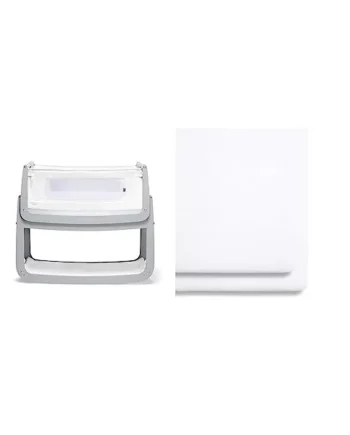 Snüz SnuzPod 4 Bedside Crib Dove & 2 Pack Crib Fitted Sheets 44 x 80cm – White – Light, Breathable & Luxurious Jersey Cotton Made to Last & Designed to Fit Pod Bedside Cribs