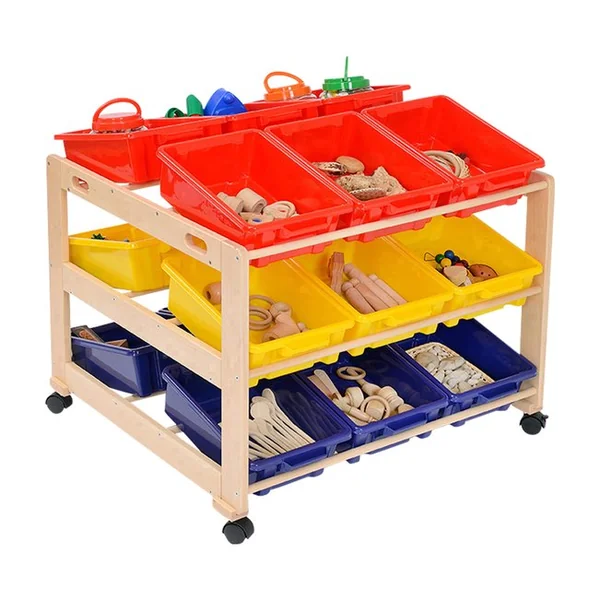 Solid Beech Classroom Tidy - 18 Tubs