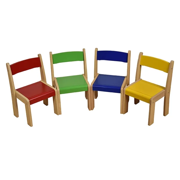 Solid Beech Stackable Chairs 4 Pk