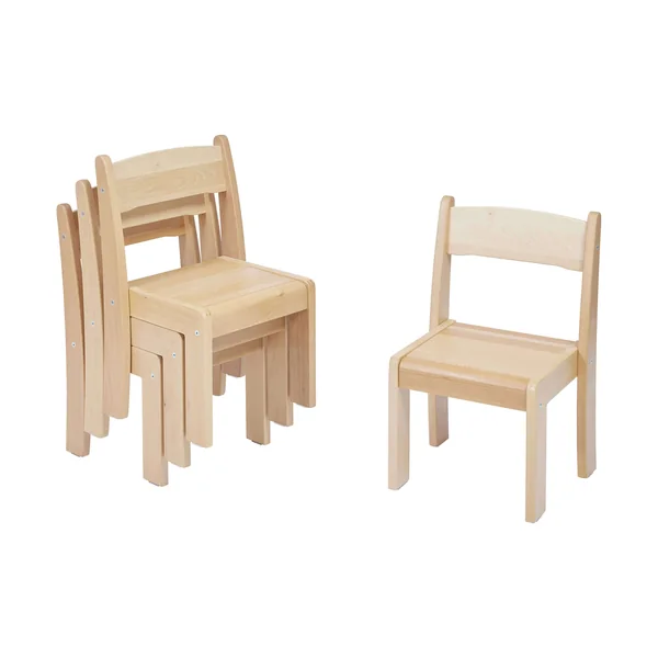 Solid Beech Stackable Chairs 4 Pk