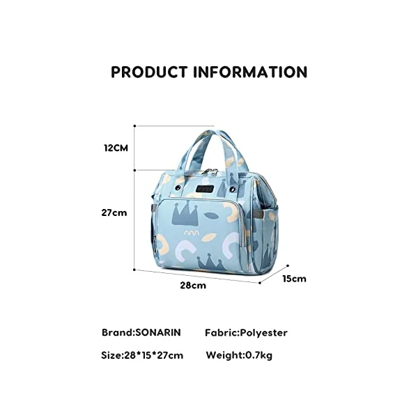 SONARIN Multifunctional Baby Changing Tote Bag Backpack,Stylish Lightweight Waterproof Diaper Bag Nappy Changing Bag Shoulder Bag Portable Travel Mummy Bag for Mom & Dad(Blue)
