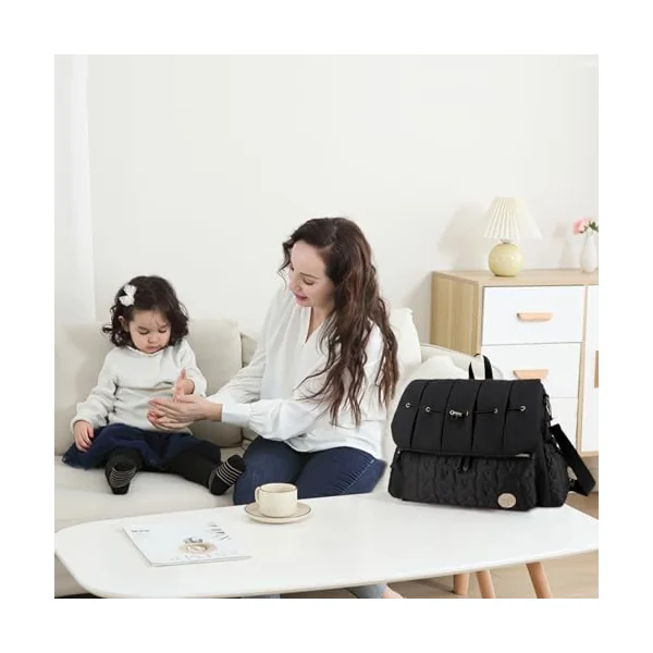 SONARIN Stylish Waterproof Baby Changing Bag Backpack,Multifunctional Large Capacity Diaper Bag Travel Nappy Changing Bag Maternity Bag with Changing Pad & Single Shoulder Strap(Black)