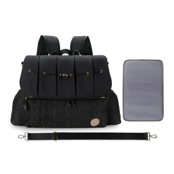 SONARIN Stylish Waterproof Baby Changing Bag Backpack,Multifunctional Large Capacity Diaper Bag Travel Nappy Changing Bag Maternity Bag with Changing Pad & Single Shoulder Strap(Black)
