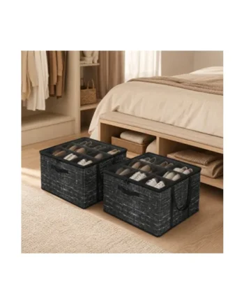 SONGMICS Set of 2 Shoe Organisers for Closet, Fits 16 Pairs Each, Shoe Storage Bins