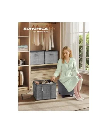 SONGMICS Set of 2 Shoe Organisers for Closet, Fits 16 Pairs Each, Shoe Storage Bins, Fabric Containers with Handles