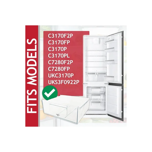 SPARES2GO Top Upper Middle Drawer for Smeg C3170 C7280 UKC3170P UKS3F0922P Fridge Freezer Container Box