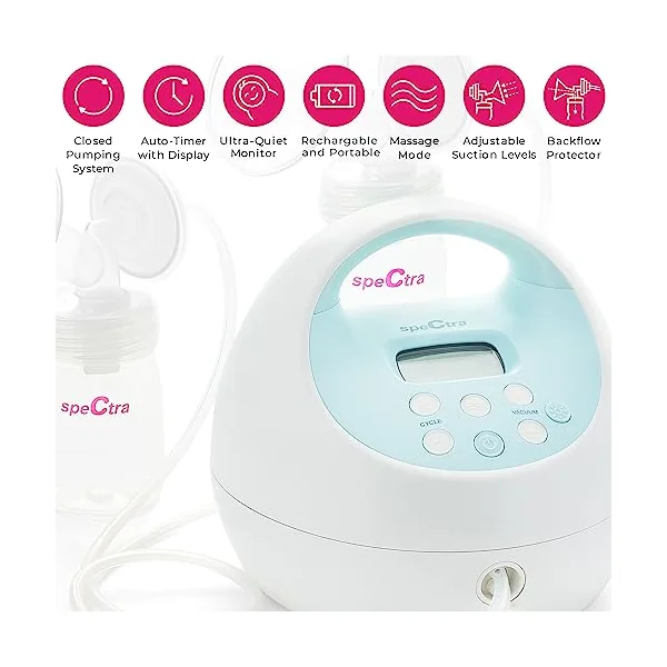 Spectra S1 Plus Hospital Grade Double Electric Breast Pump with Rechargeable Battery, Blue