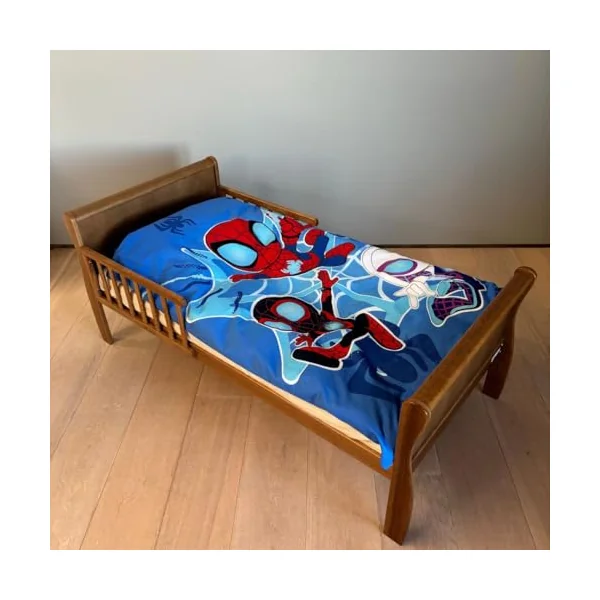 Spidey Amazing Friends Baby Duvet Cover 100x135 + Pillowcase 40x60 Gift | Reversible baby bedding | Natural cotton soft Oeko-Tex | Glow in the dark | Official Marvel | Boys 0-3 | Cot | Gift idea