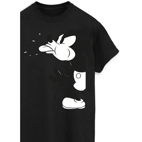 Spiral Galaxy Disney Mickey Mouse Split Black T-Shirt