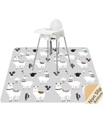 Splash Mat for Under High Chair, Waterproof Washable Highchair Splat Mat | 130cm×130cm Reusable Messy Mat, Non-slip Backing, Wipeable Floor Protector and Food Mat for Baby Meals, BLW, Crafts, Play
