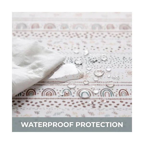 Splash Mat for Under High Chair, Waterproof Washable Highchair Splat Mat | 130cm×130cm Reusable Messy Mat, Non-slip Backing, Wipeable Floor Protector and Food Mat for Baby Meals, BLW, Crafts, Play