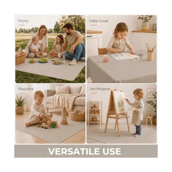 Splash Mat for Under High Chair, Waterproof Washable Highchair Splat Mat | 130cm×130cm Reusable Messy Mat, Non-slip Backing, Wipeable Floor Protector and Food Mat for Baby Meals, BLW, Crafts, Play
