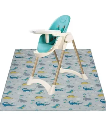 Splash Mat for Under Highchair 51 x 51 Inch Non Slip Waterproof Washable Baby Splat Floor Mat Spill Mat Messy Mat Floor Protector Messy Splat Mat Highchair Weaning Mat for Under High Chair (Dinosaur)