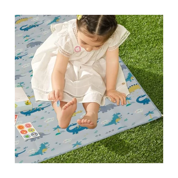 Splash Mat for Under Highchair 51 x 51 Inch Non Slip Waterproof Washable Baby Splat Floor Mat Spill Mat Messy Mat Floor Protector Messy Splat Mat Highchair Weaning Mat for Under High Chair (Dinosaur)