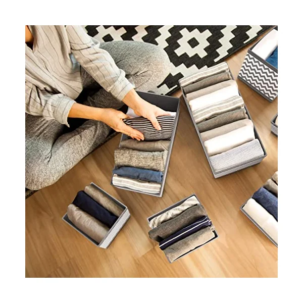 SQUARY Drawer Organiser - Pack of 12 - Wardrobe Organiser for Storage - Fabric Baby Drawer Organiser- Foldable Clothes Drawer Organisers for Socks, Bras, Underwears,Ties and Accessory