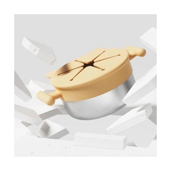 Stainless Steel Snacks Holder with Silicone Spill Catcher Portable Travel Friendly Stainless Steel Container with Silicone Lid