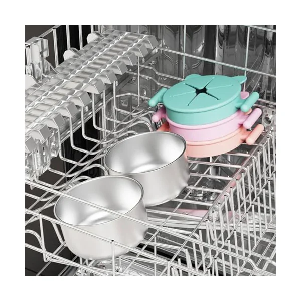 Stainless Steel Snacks Holder with Silicone Spill Catcher Portable Travel Friendly Stainless Steel Container with Silicone Lid Bowl Travel Bowl Spill Container