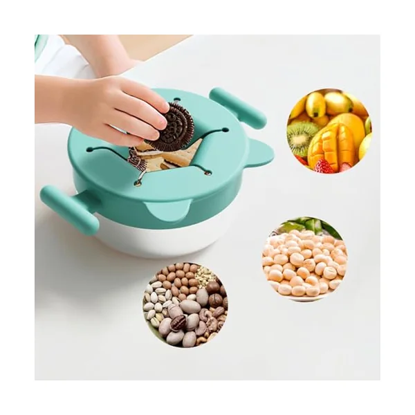 Stainless Steel Snacks Holder with Silicone Spill Catcher Portable Travel Friendly Toddler Snacks Cup with Lid