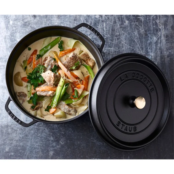 Staub 28cm Round Cast Iron Cocotte, Black