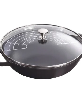 Staub 30cm Cast Iron Wok, Black