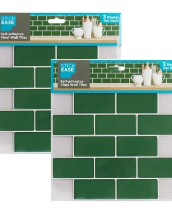 Stick Ease Self-Adhesive Vinyl Wall Tiles 3 Pack - Green x2