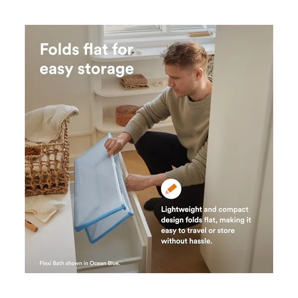 Stokke Flexi Bath Standard + Newborn Support - Foldable Baby Bath for Newborns to 15kg - Compact, Portable Bath Set with Ergonomic Baby Support, Transparent Green