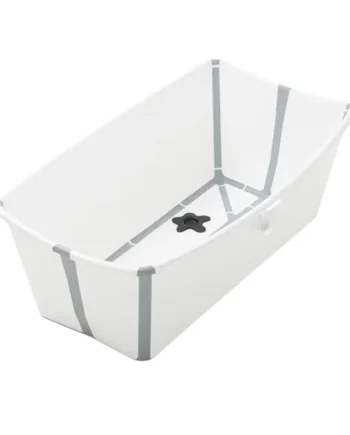 Stokke Flexi Bath XL + Newborn Support - Foldable Baby Bath for Newborns to 21kg - Compact, Portable Bath Set with Ergonomic Baby Support, White