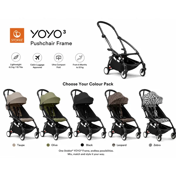 Stokke YOYO³ Pushchair Frame and 6+ Colour Pack