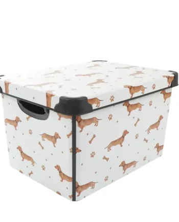 Storage Box With Lid 17L - Dog Print