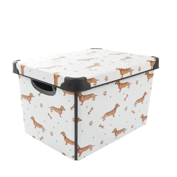Storage Box With Lid 17L - Dog Print