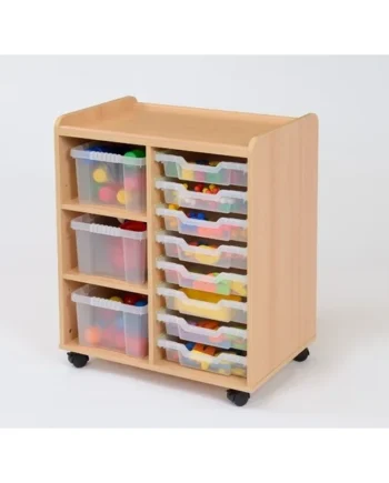 Storage Unit with 3 Deep/8 Shallow Plastic Trays