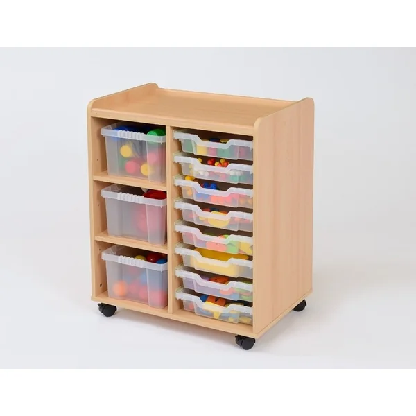 Storage Unit with 3 Deep/8 Shallow Plastic Trays