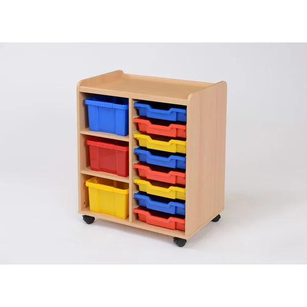 Storage Unit with 3 Deep/8 Shallow Plastic Trays