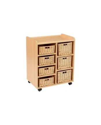 Storage Unit with 4 shallow and 3 deep wicker baskets