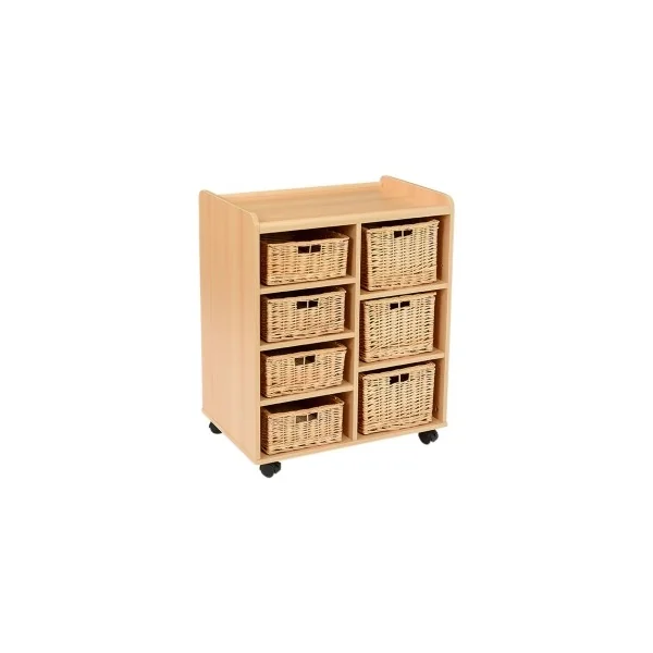 Storage Unit with 4 shallow and 3 deep wicker baskets