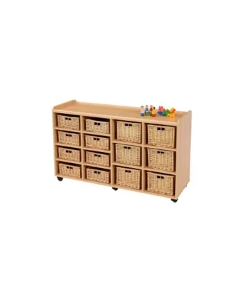 Storage Unit with 8 Shallow/6 Deep Wicker Baskets