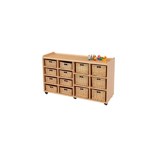 Storage Unit with 8 Shallow/6 Deep Wicker Baskets