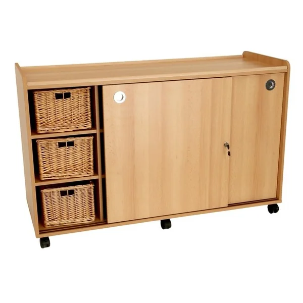 Storage Unit with 8 Shallow and 6 Deep Wicker Baskets