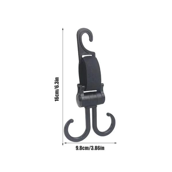 Stroller Bag Hook Double Car Seat Hooks Stroller Straps Clips | Rotatable Hangers Non-Slip Multipurpose Seat Back Organizers for Pet Outdoor Bassinet Wheelchair
